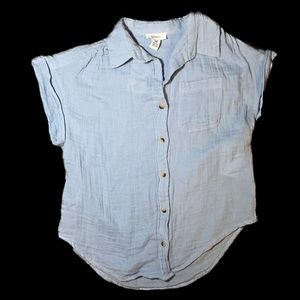 Blue button up blouse